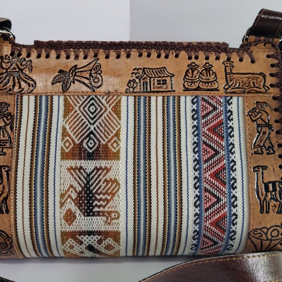 Handcrafted Leather Handbag Aztec Style - Picture 4 of 5